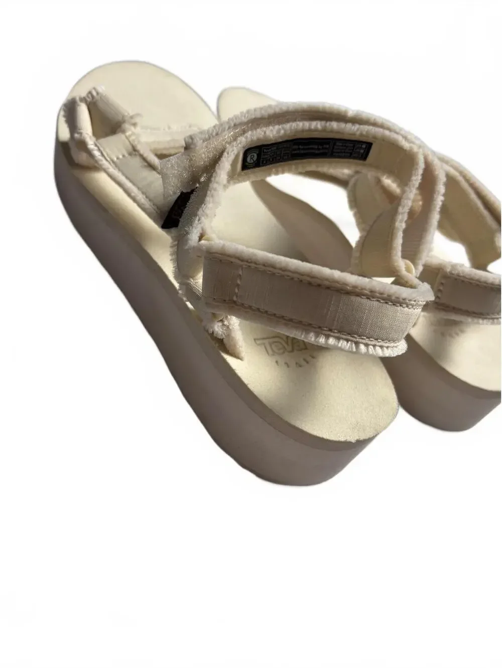 Teva Women's Beige Suede Strap Sandals with Adjustable Velc